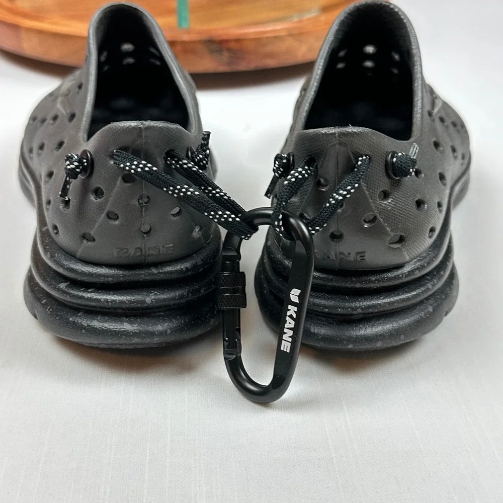 Kane Revive Active Recovery Shoes Charcoal Grey Black Perforated Slip On Men 4